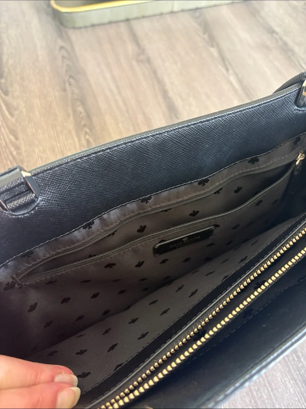 kate spade New York Staci Large Black Leather Top-Handle Tote